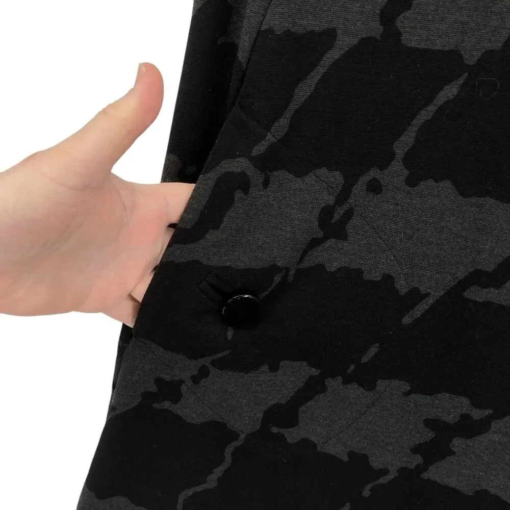 Michael Kors Black Gray Camouflage Sheath Dress Small Womens Sleeveless Back Zip